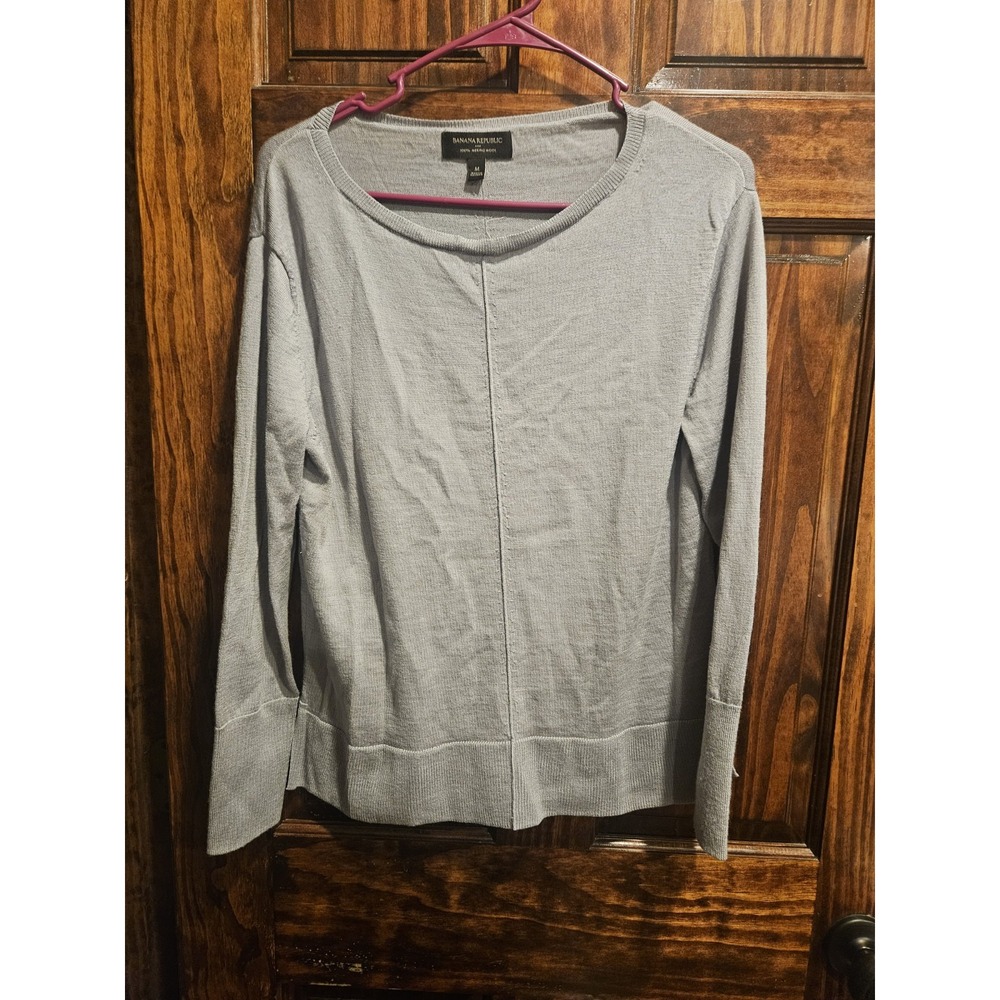 Banana Republic Women Gray Merino Wool Long Sleeve Sweater Size M 736738-02